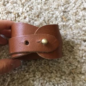 Brown leather bracelet cuff handmade